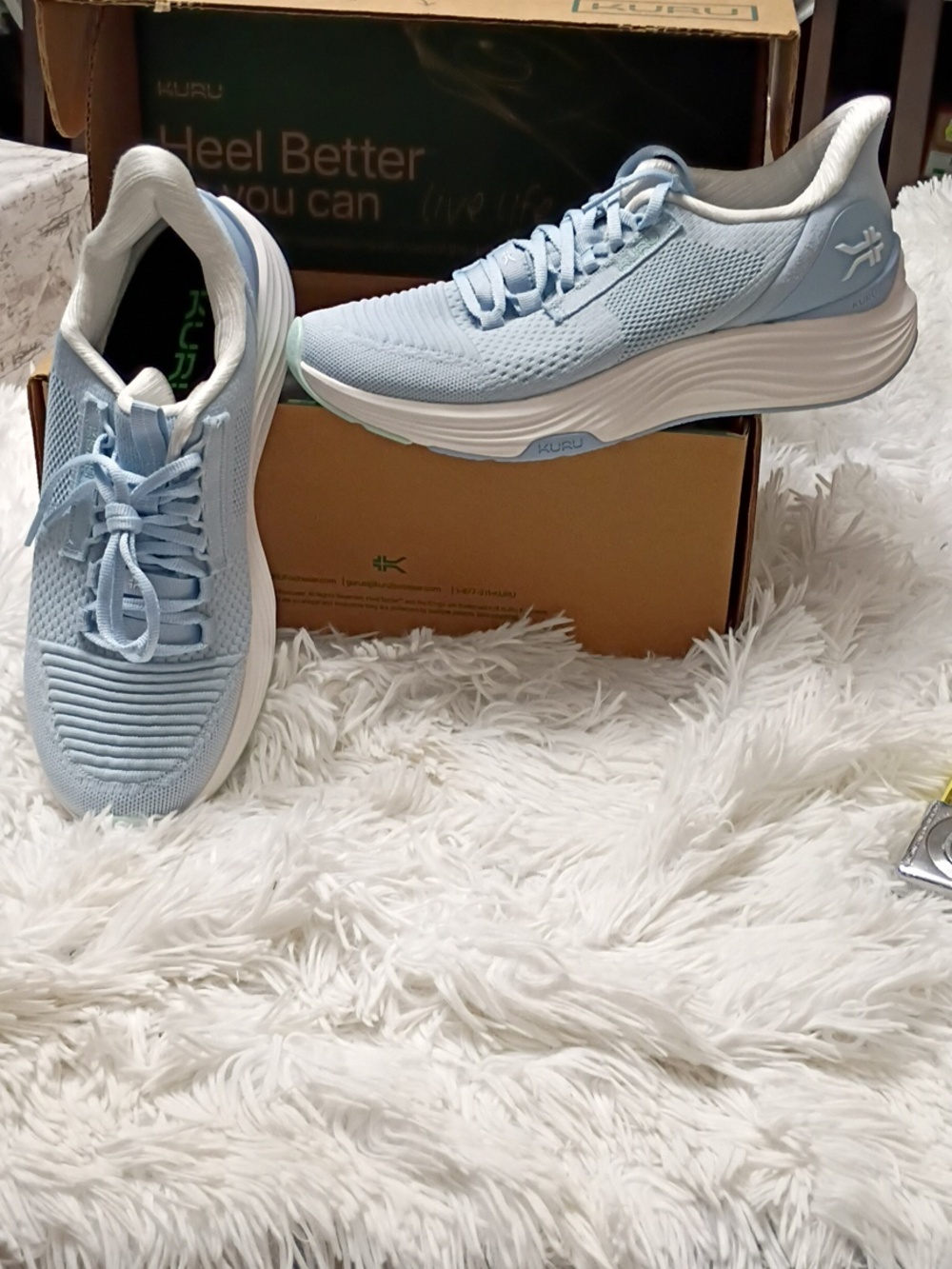 KURU Cloud Atom 2 Women's Blue & White Athletic Walking Shoes Plantar Fascitis